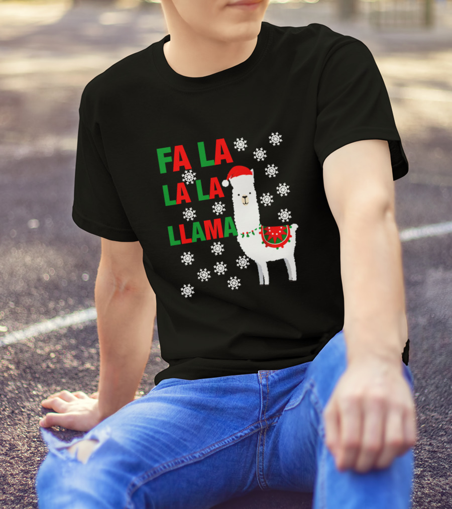Fa La La La Llama Christmas Snowflake Holiday T-Shirt