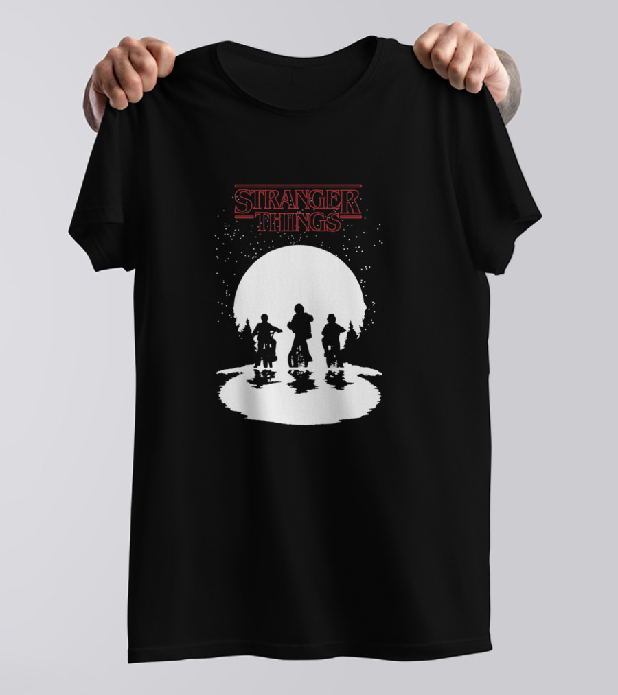 Stranger Things Moonlight Bike Adventure Silhouette T-Shirt