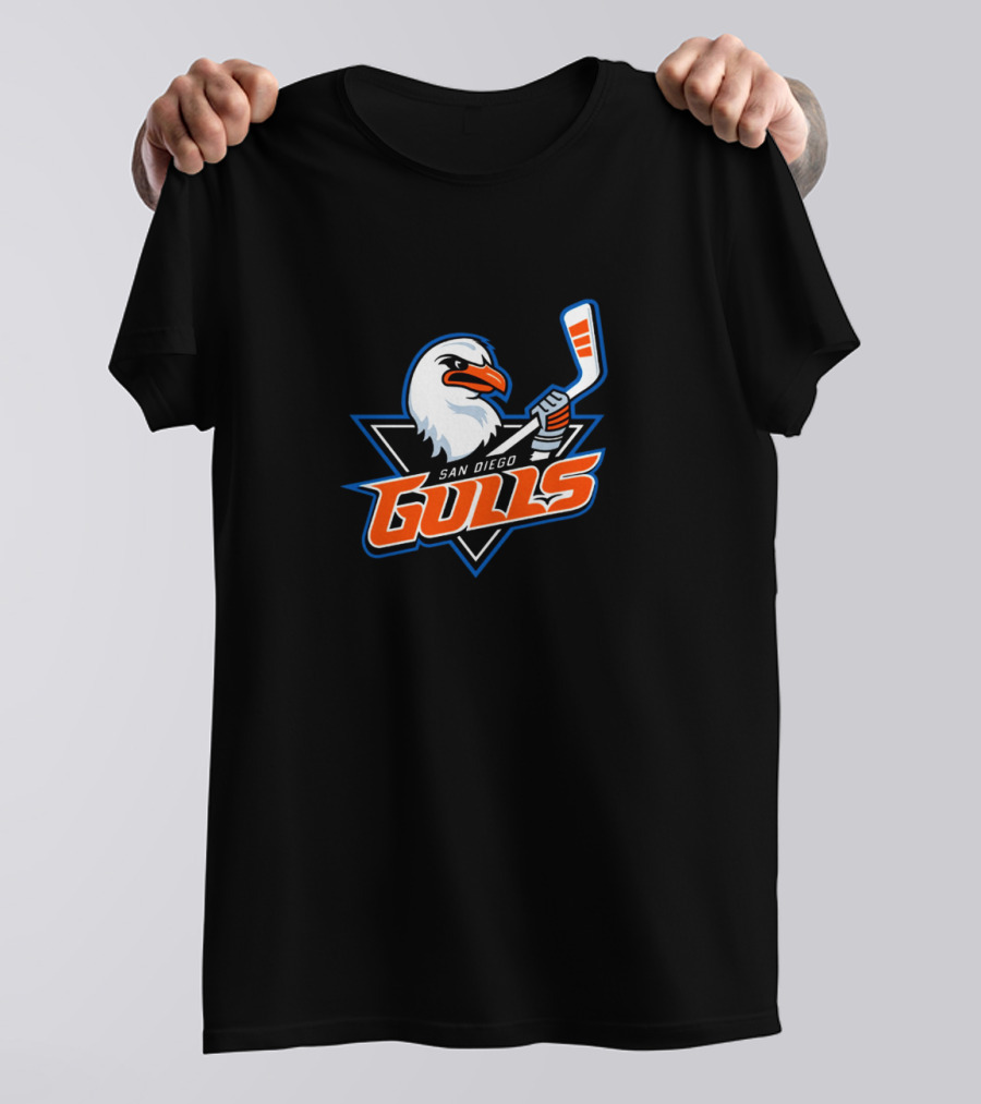 San Diego Gulls Hockey Team Gulls Text And Hockey Stick T-Shirt