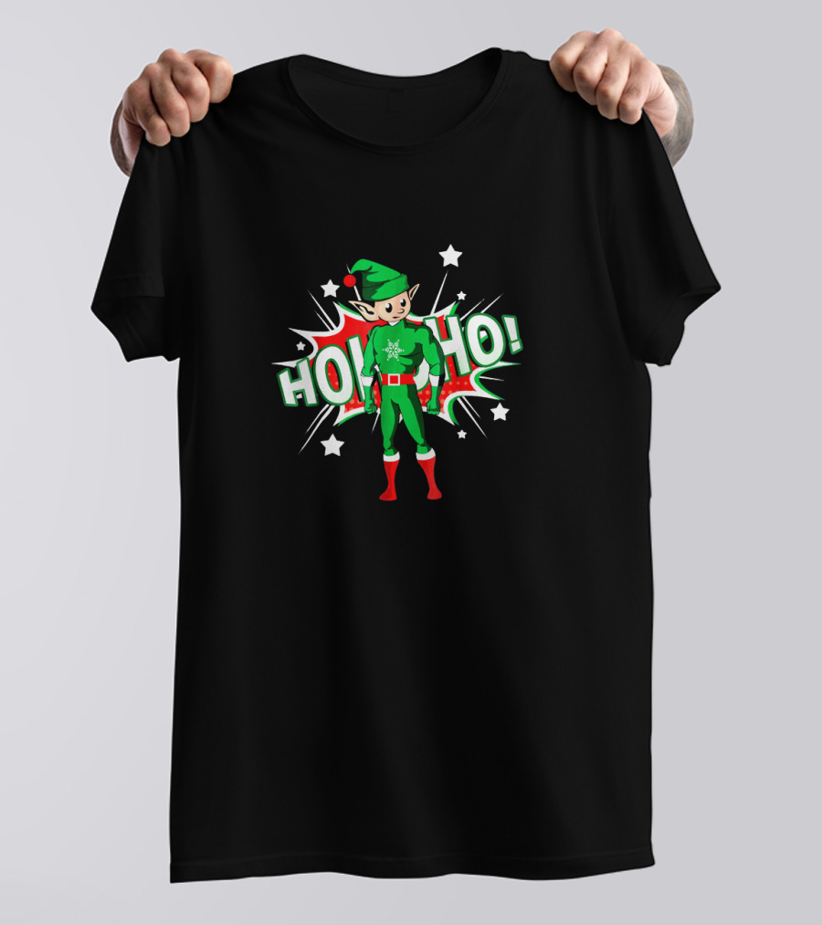 Ho Ho Superhero Elf Holiday Festive Costume Explosion T-Shirt