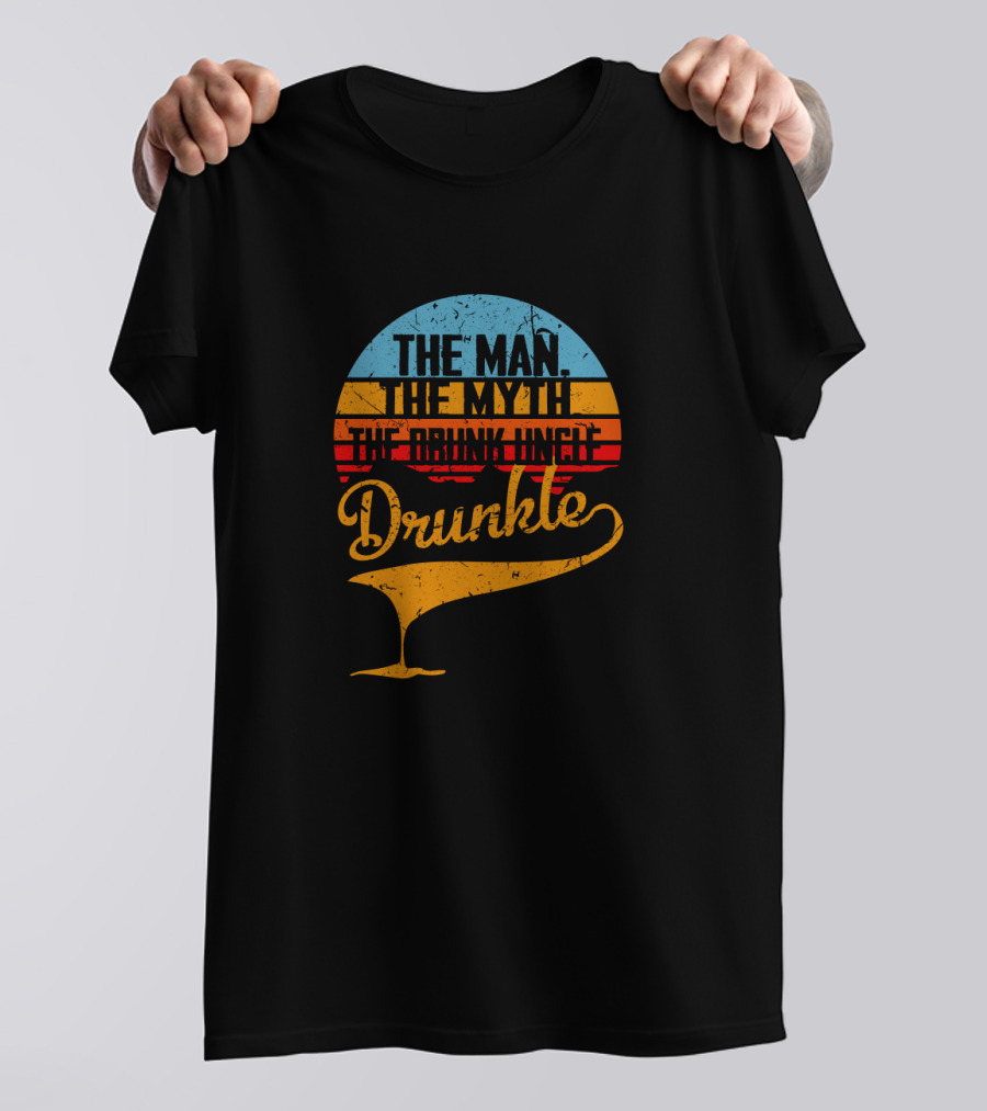 The Man The Myth The Drunk Uncle Drunkle Retro Sunset T-Shirt