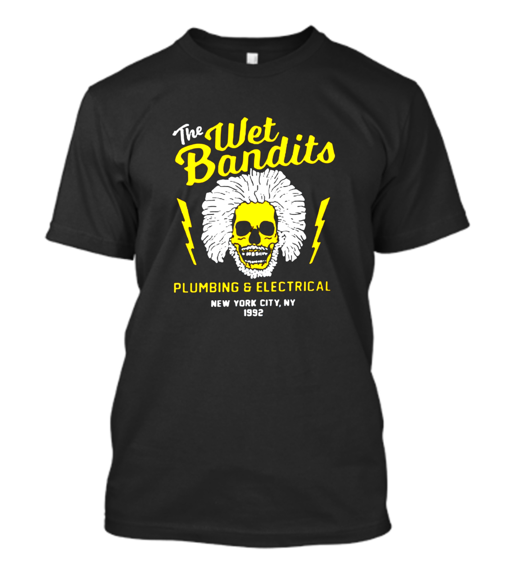 The Wet Bandits Plumbing And Electrical New York City Ny 1992 Skull With Lightning Bolts T-Shirt