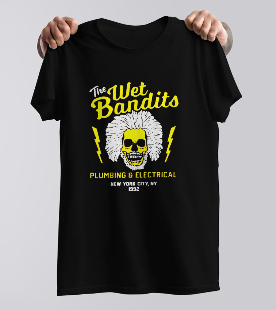 The Wet Bandits Plumbing And Electrical New York City Ny 1992 Skull With Lightning Bolts T-Shirt