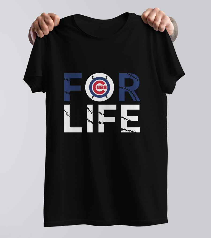 Cubs Baseball Stitching Logo Chicago Cubs For Life T-Shirt