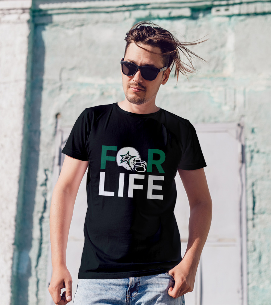 Dallas Stars Helmet Logo For Life Fan Commitment T-Shirt