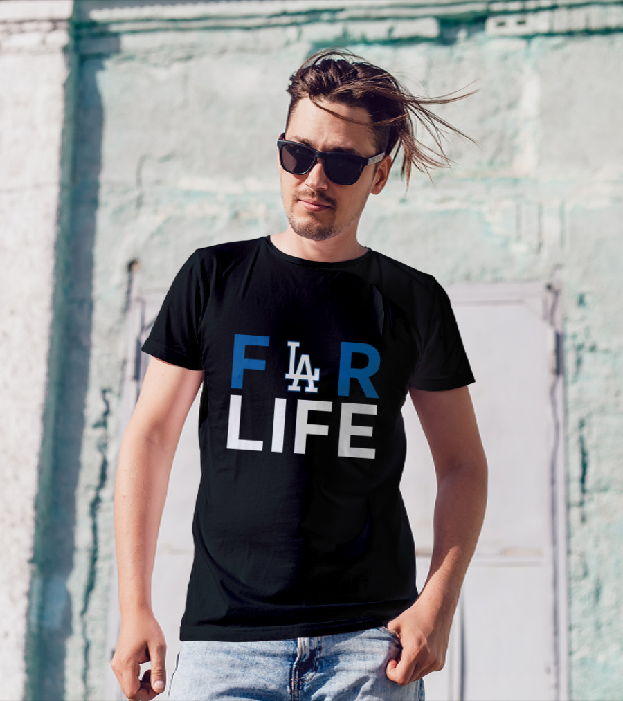 LA Dodgers For Life Fan Tribute Text T-Shirt