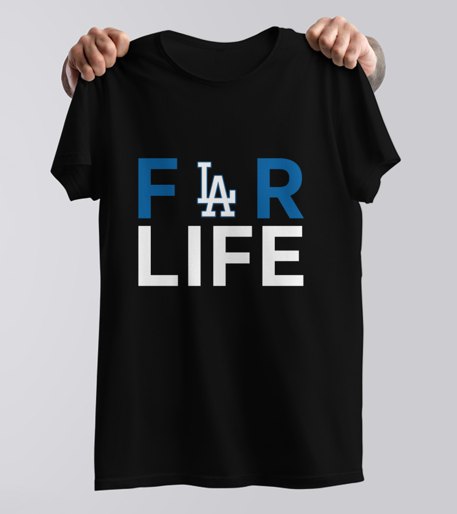 LA Dodgers For Life Fan Tribute Text T-Shirt