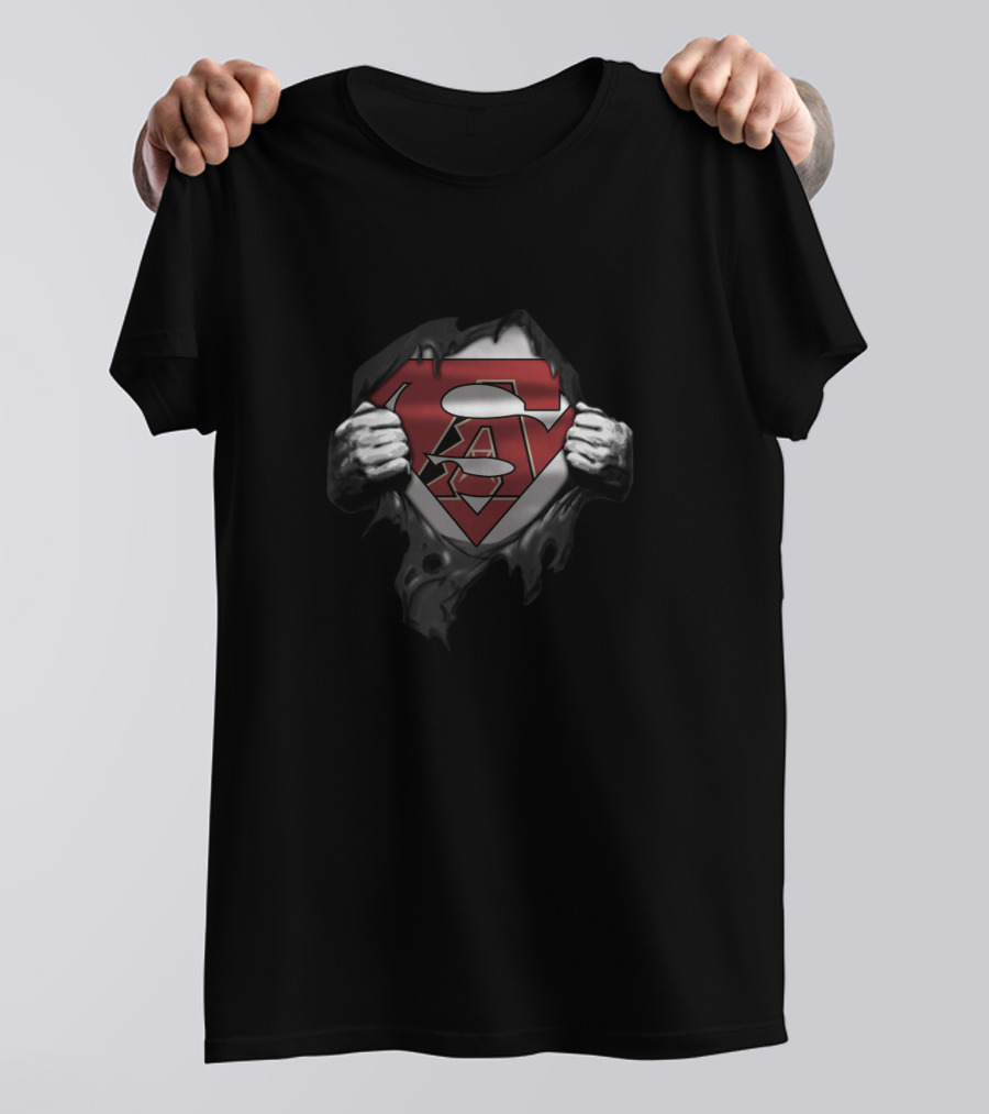 Arizona Diamondbacks Superman Logo Fan Fusion With Iconic Chest Reveal T-Shirt