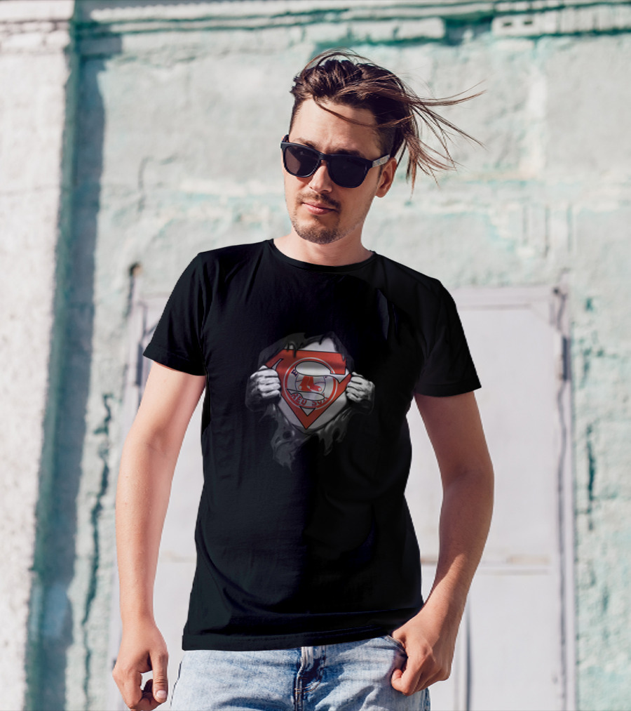 Superman Logo With Boston Red Sox Symbol Fusion For Fans T-Shirt