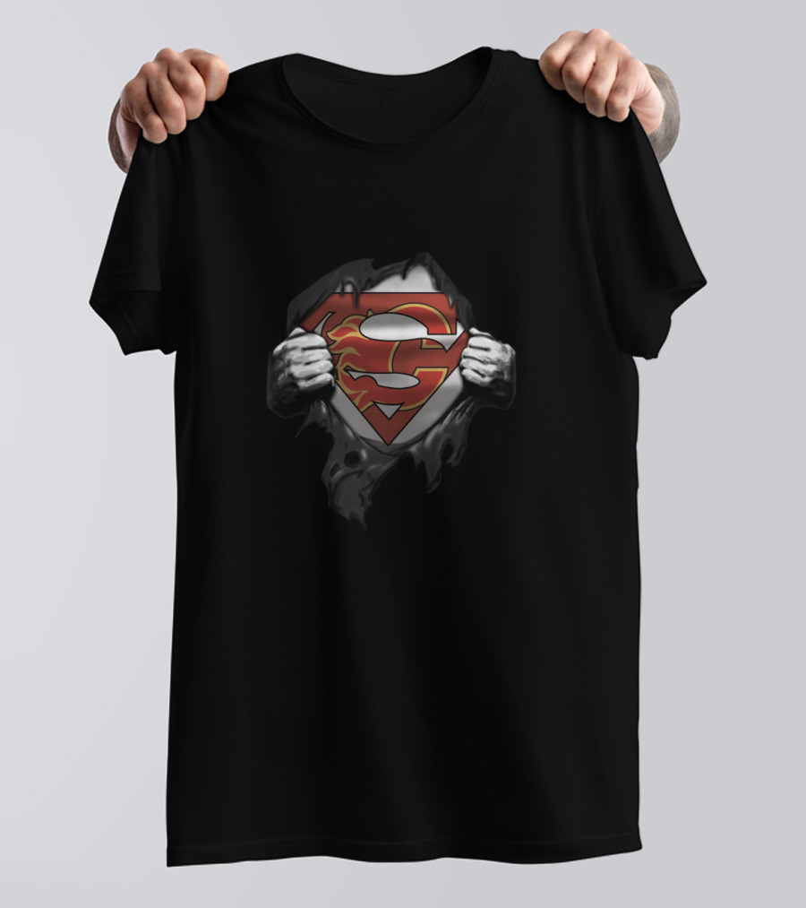 Calgary Flames Superman Logo Mashup For Fans T-Shirt