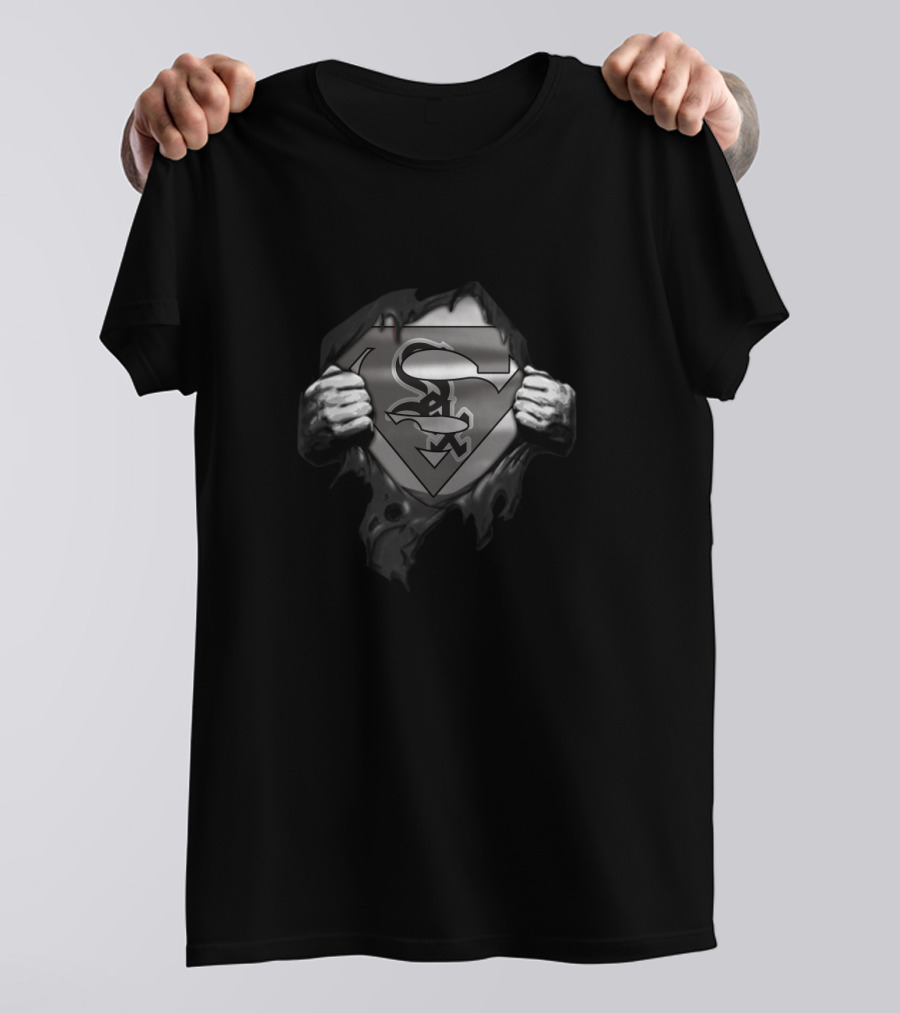 Superman Logo With Chicago White Sox Symbol Fans T-Shirt