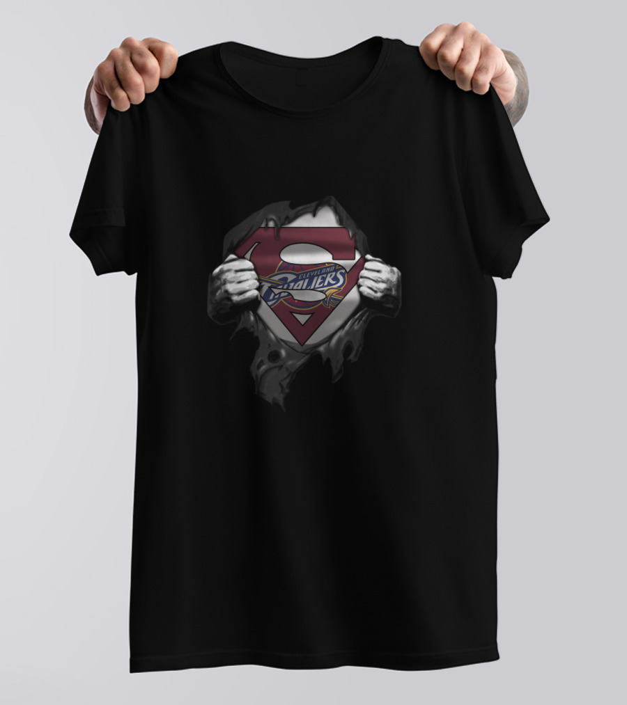 Cleveland Cavaliers Superman Logo Chest Reveal Fan Crossover T-Shirt