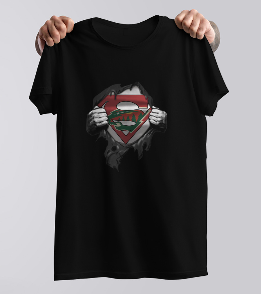 Superman Logo Integrated With Minnesota Wild Symbol For Fans T-Shirt
