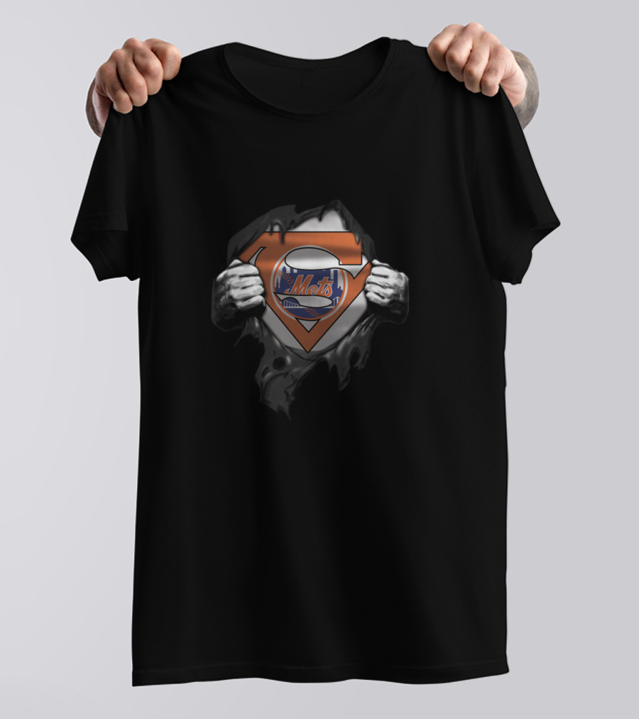 New York Mets Superman Logo Crossover Fan Gear T-Shirt