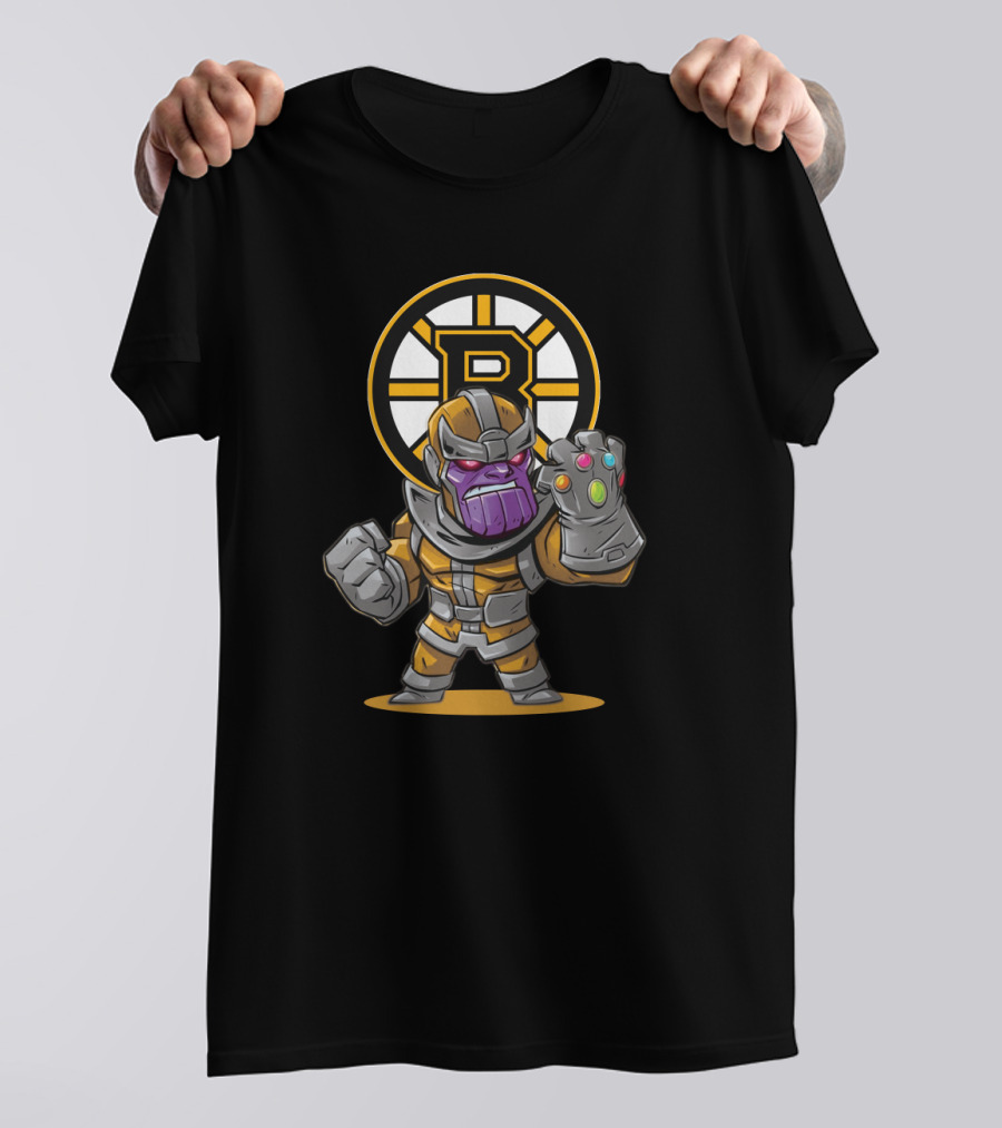 Thanos Infinity Gauntlet Meets Boston Bruins Logo Fans Crossover T-Shirt