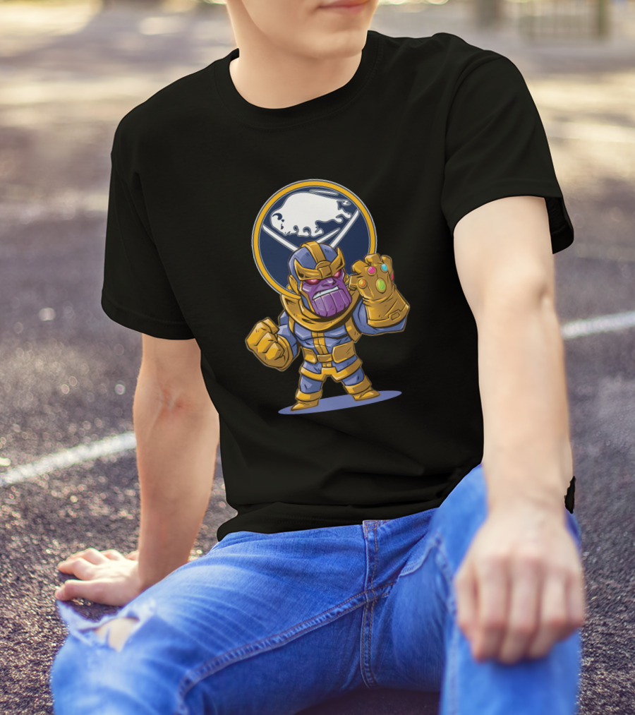 Thanos Holding Infinity Gauntlet In Front Of Buffalo Sabres T-Shirt