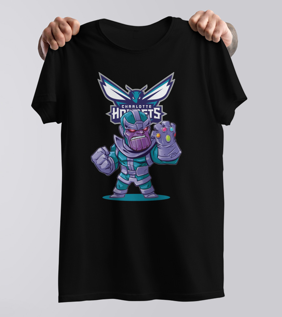 Thanos In Charlotte Hornets Colors With Hornets T-Shirt