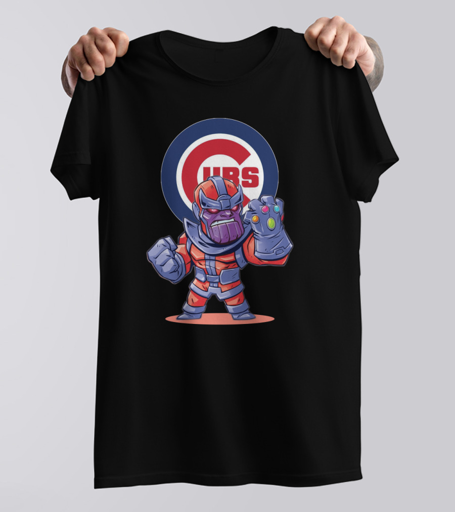 Thanos Cartoon Character With Infinity Gauntlet And Chicago Cubs T-Shirt