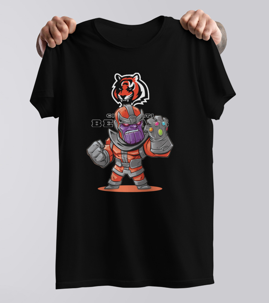 Cincinnati Bengals Thanos Fan Crossover With Gauntlet And Team T-Shirt