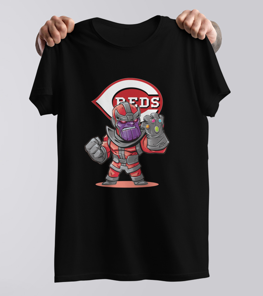 Cincinnati Reds Fans Thanos Mashup With Infinity Gauntlet And Baseball T-Shirt