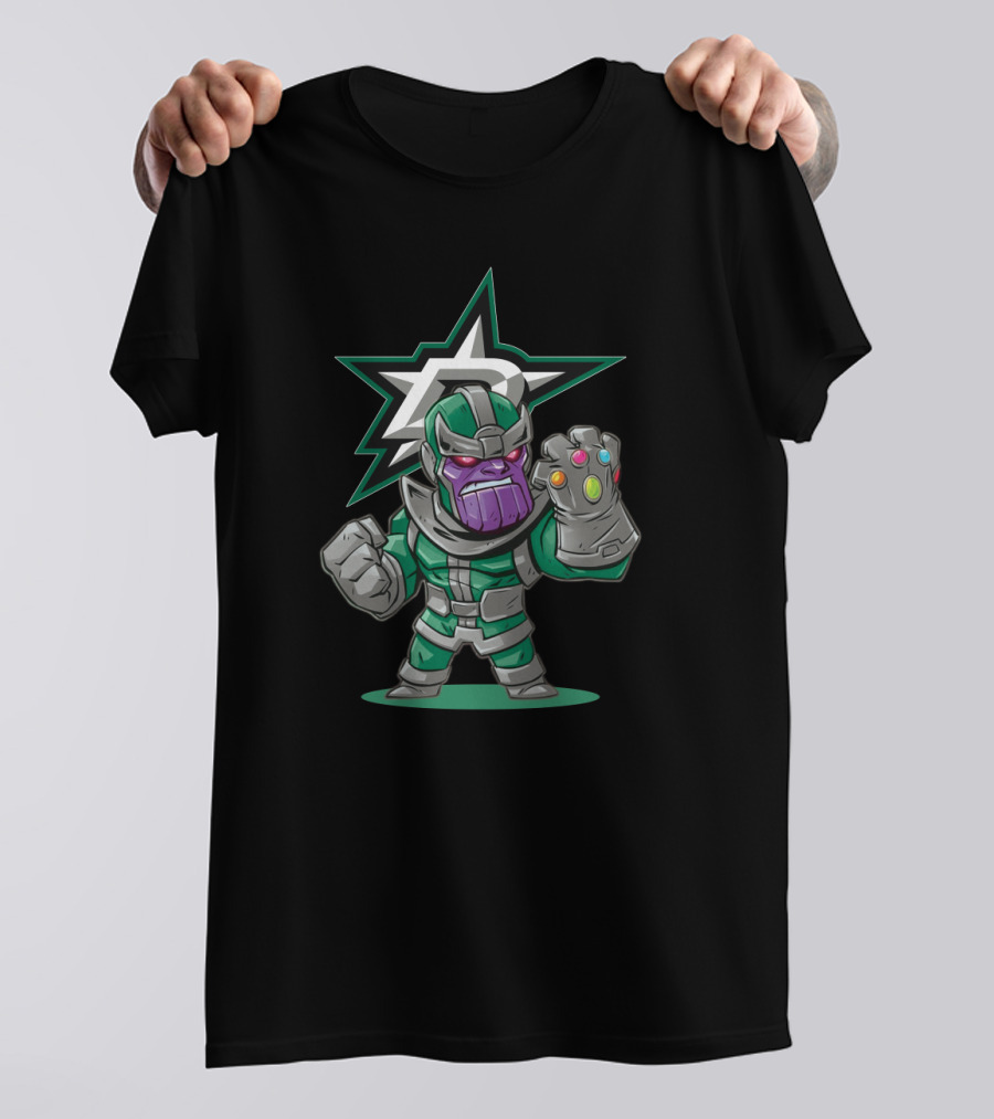 Dallas Stars Hockey Fans Thanos Mashup Infinity Gauntlet T-Shirt