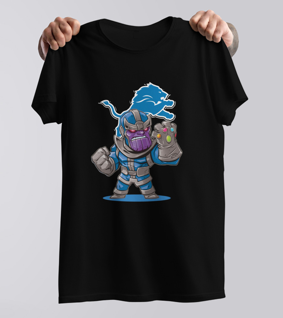 Thanos Meets Detroit Lions Fans Infinity Gauntlet Crossover T-Shirt