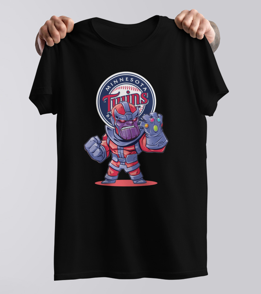 Minnesota Twins Baseball Fans Meet Thanos In Comic Style Crossover T-Shirt