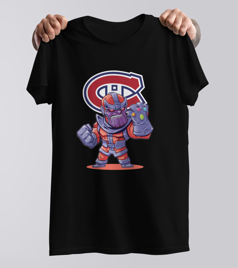 Thanos Montreal Canadiens Logo Mashup With Infinity Gauntlet T-Shirt