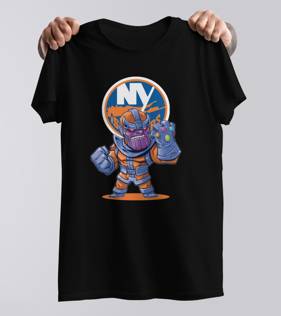 NY Islanders Thanos Fan Art With Infinity Gauntlet And Team T-Shirt