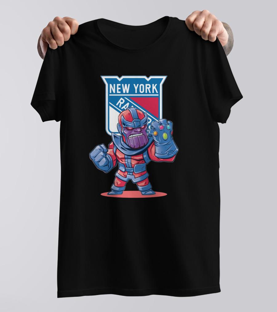 Thanos New York Rangers NHL Crossover With Infinity Gauntlet T-Shirt