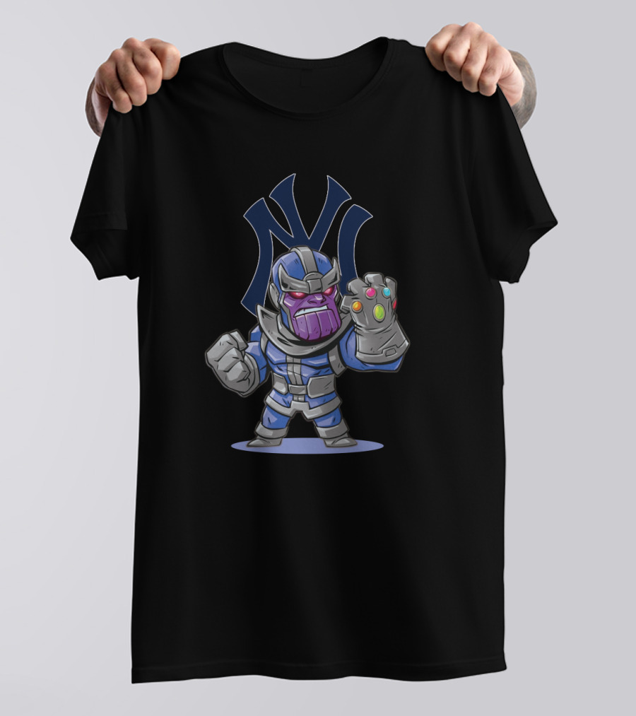 Thanos With Infinity Gauntlet And New York Yankees Logo Fan T-Shirt