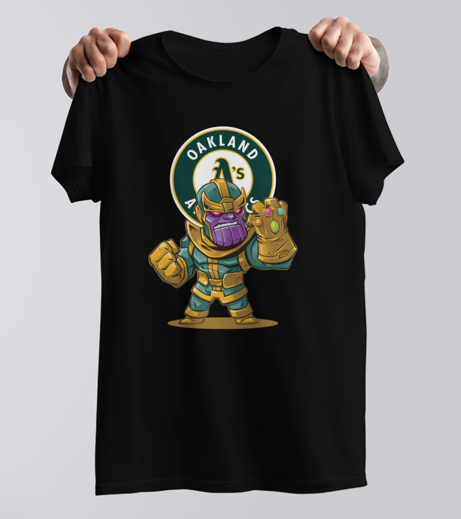 Oakland Athletics Thanos Infinity Gauntlet Crossover Fan T-Shirt