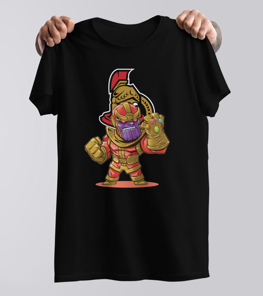Thanos In Ottawa Senators Inspired Costume With Infinity Gauntlet And Senators T-Shirt