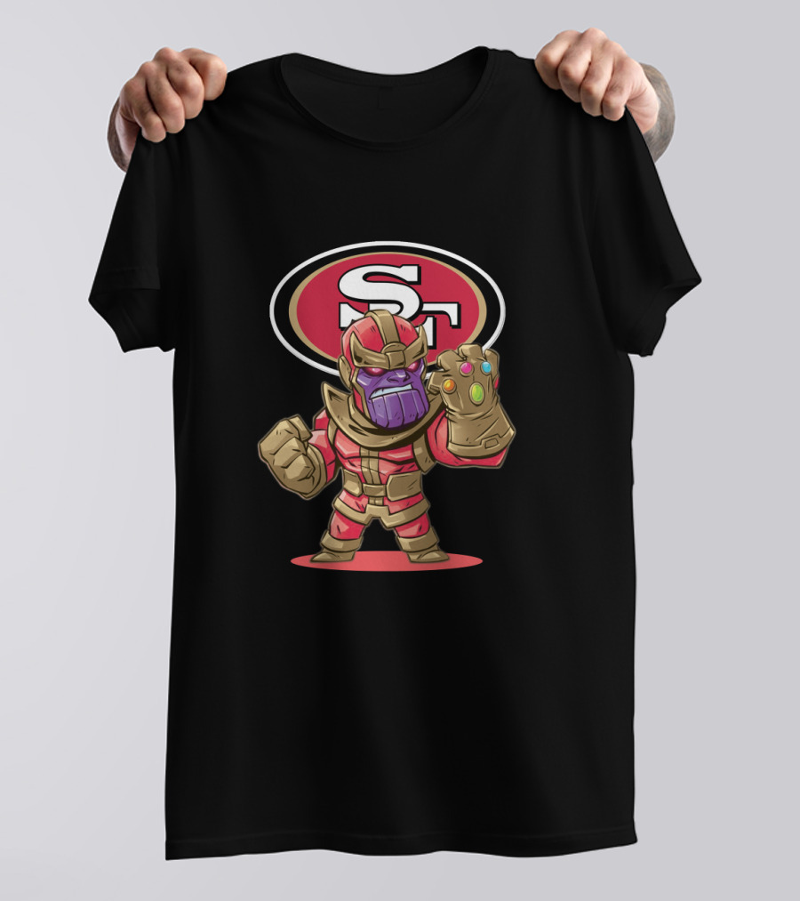 Thanos In San Francisco 49ers Colors With Infinity Gauntlet T-Shirt
