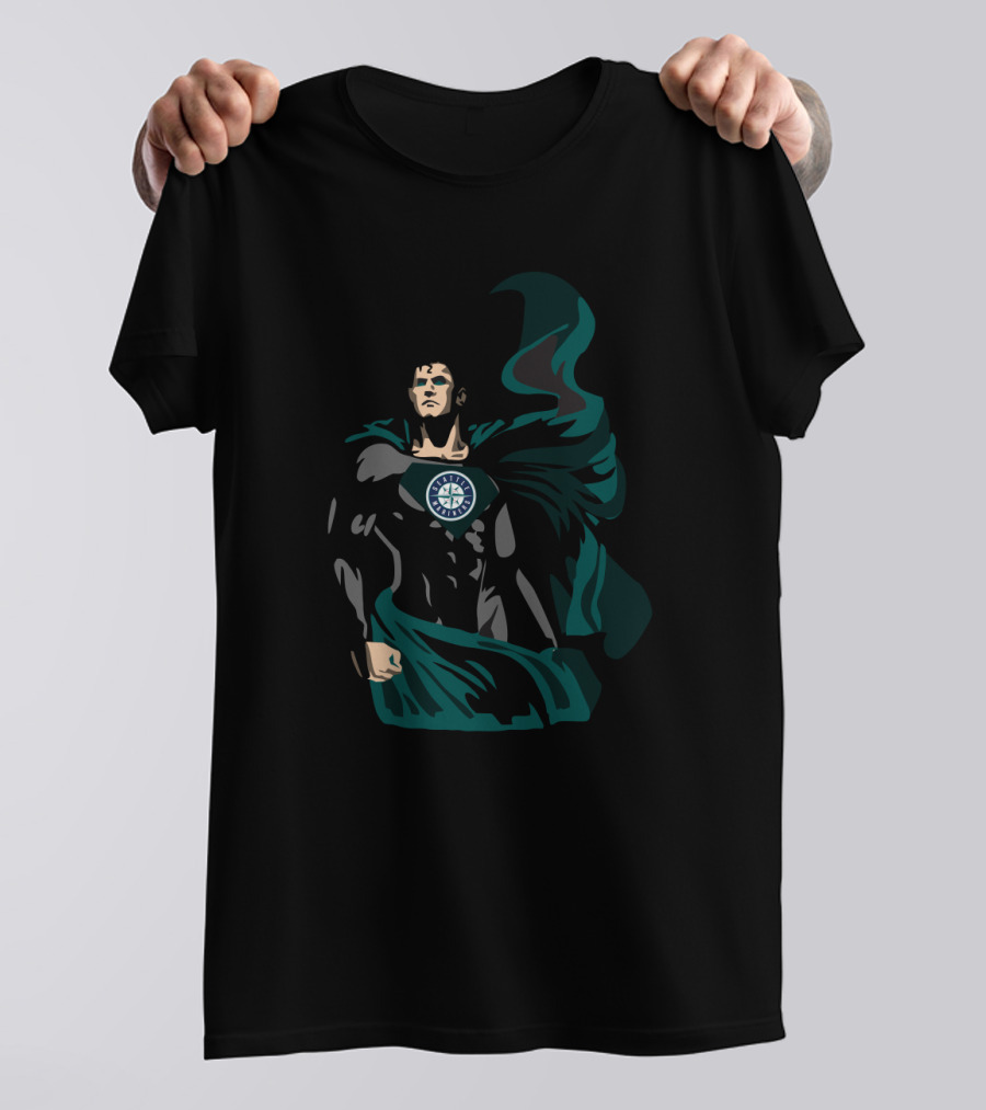 Seattle Mariners Superman Heroic Logo Fusion T-Shirt