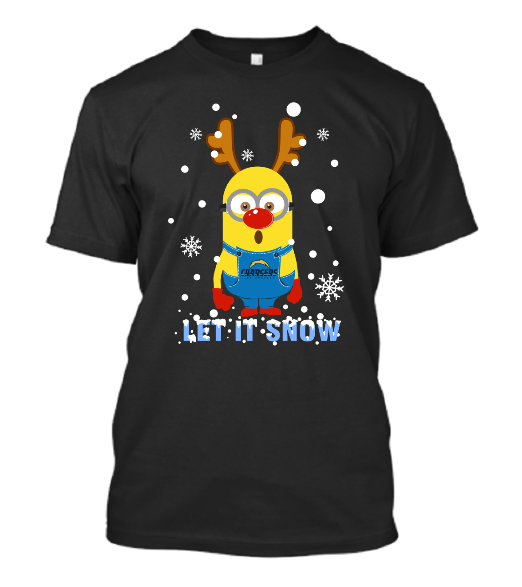 Let It Snow Los Angeles Chargers Minion Fans Xmas T-Shirt
