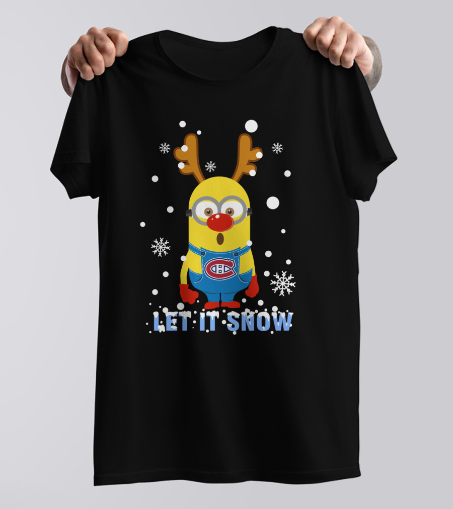 Let It Snow Xmas Minion Montreal Canadiens Reindeer Fans T-Shirt