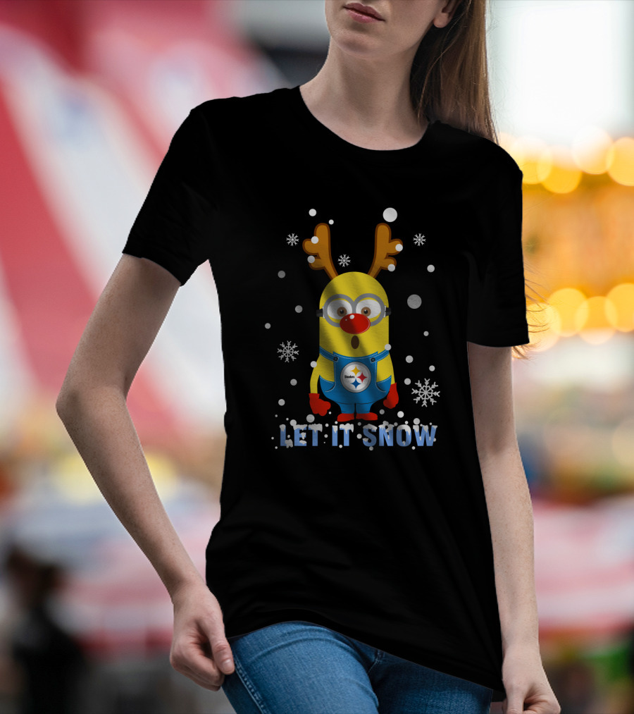 Pittsburgh Steelers Minion Let It Snow Xmas Fan T-Shirt