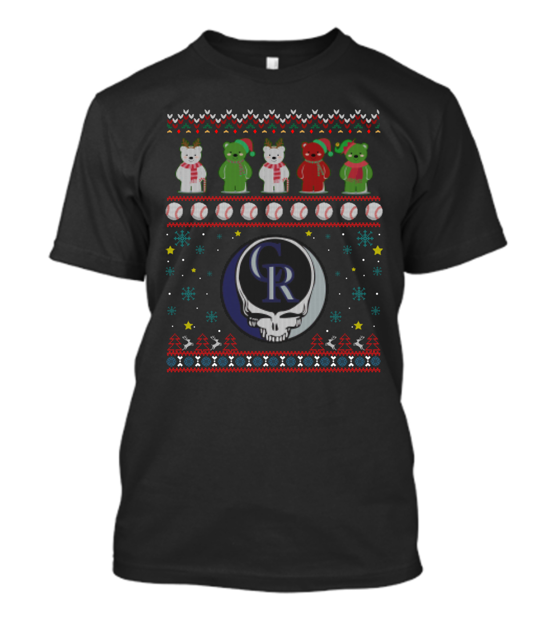 Colorado Rockies Grateful Dead Bears Holiday T-Shirt