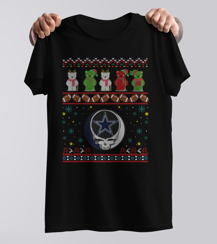 Dallas Cowboys Grateful Dead Bears Christmas Sweater Football Holiday T-Shirt