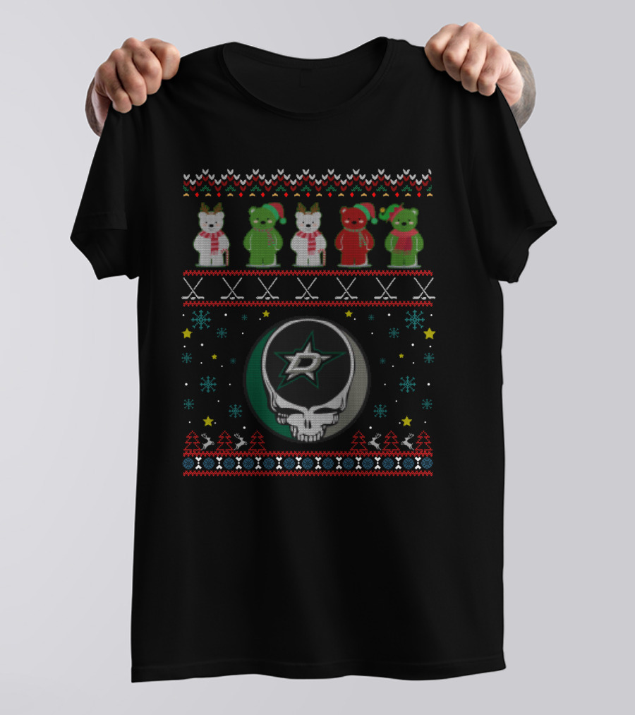Dallas Stars Grateful Dead Bears Hockey Christmas T-Shirt