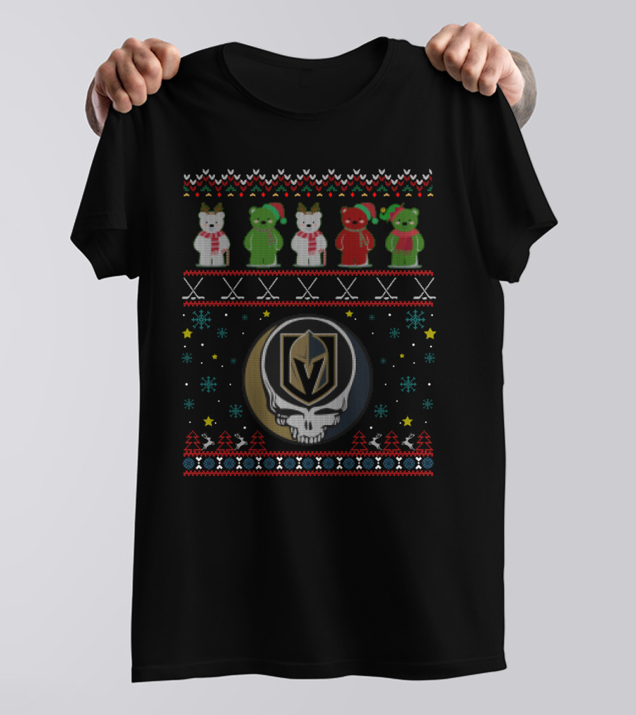 Vegas Golden Knights Grateful Dead Bears Holiday T-Shirt