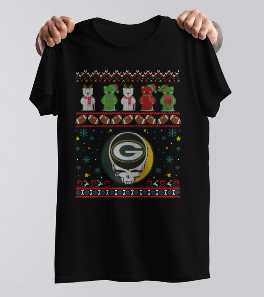 Green Bay Packers Grateful Dead Bears Christmas T-Shirt