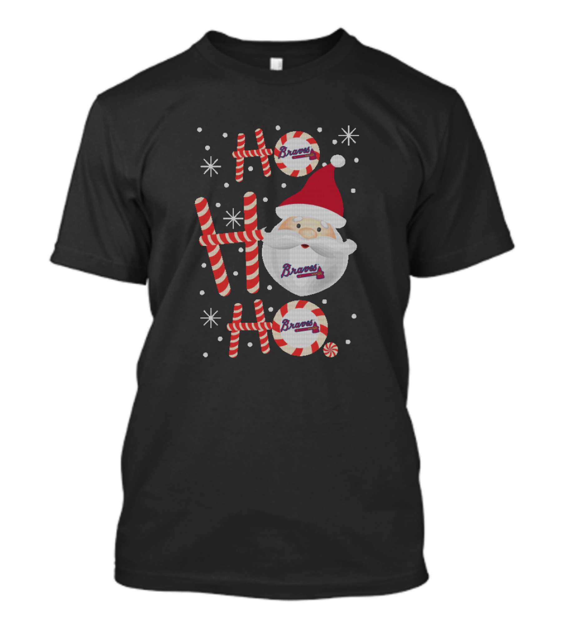Santa Ho Ho Ho Braves Christmas Atlanta Baseball Fans T-Shirt