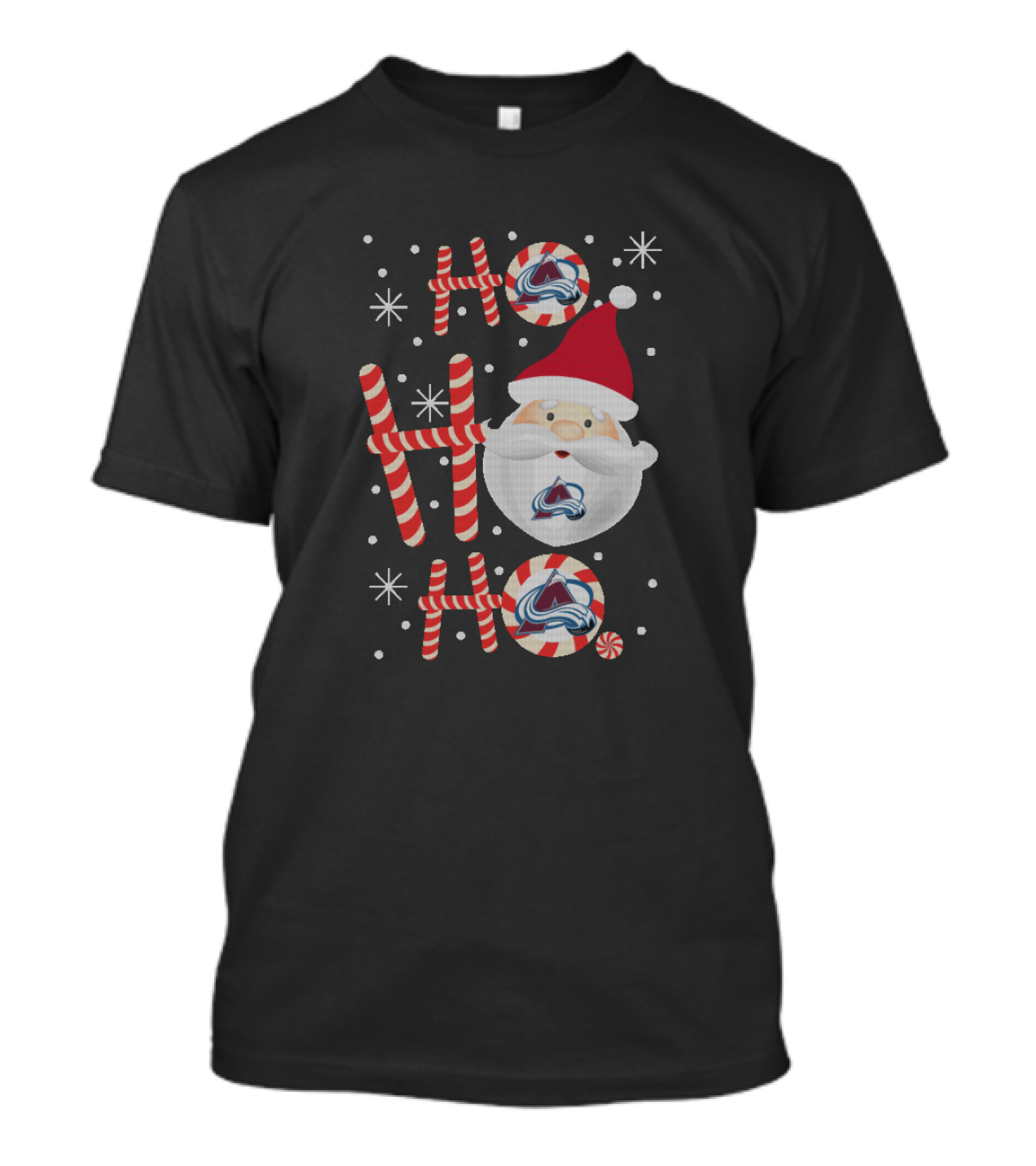 Ho Ho Ho Christmas Colorado Avalanche Fans Santa Candy Cane NHL T-Shirt