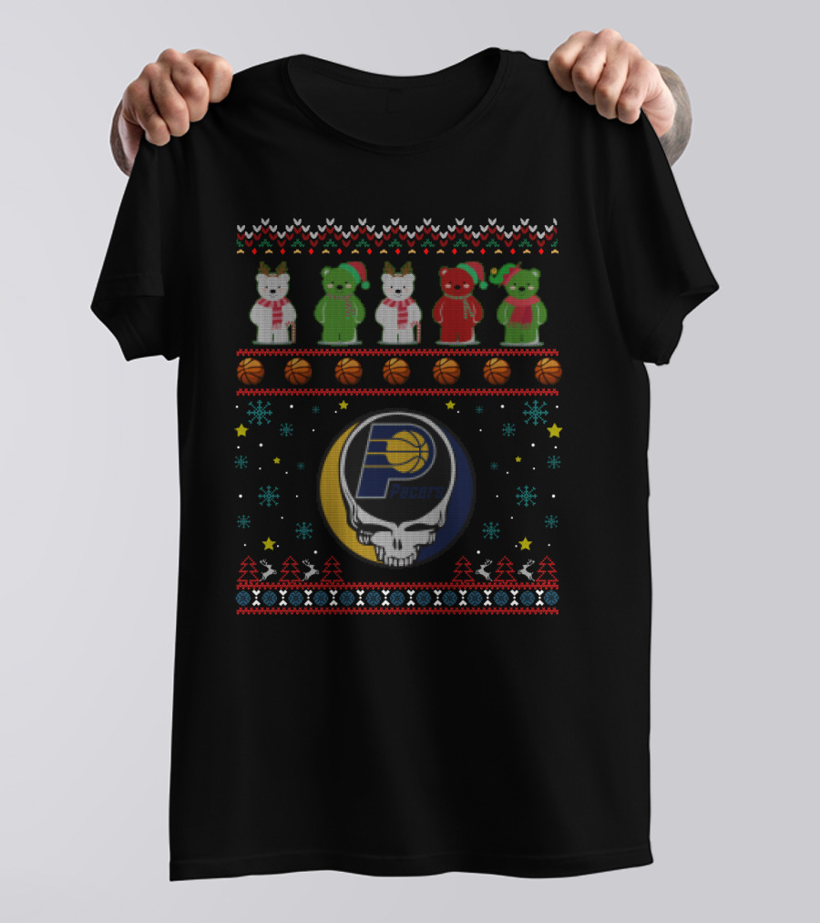 Indiana Pacers Grateful Dead Bears Christmas T-Shirt