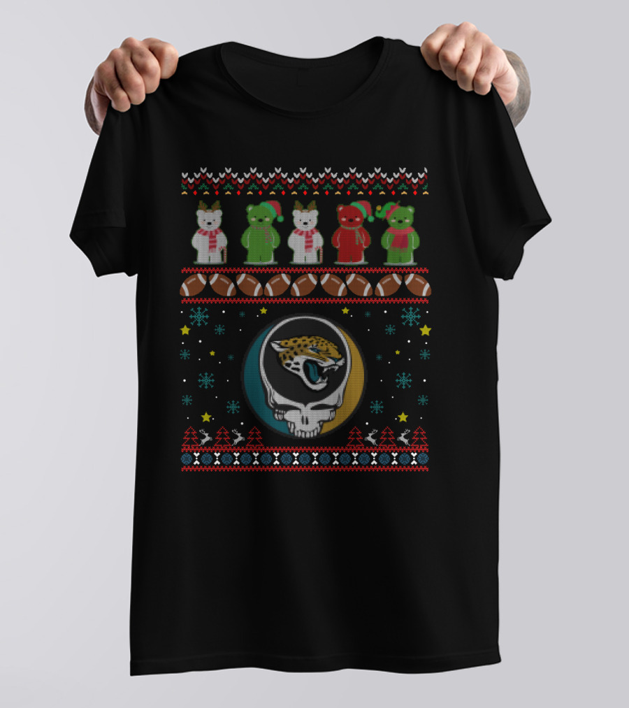 Jacksonville Jaguars Grateful Dead Bears Christmas T-Shirt