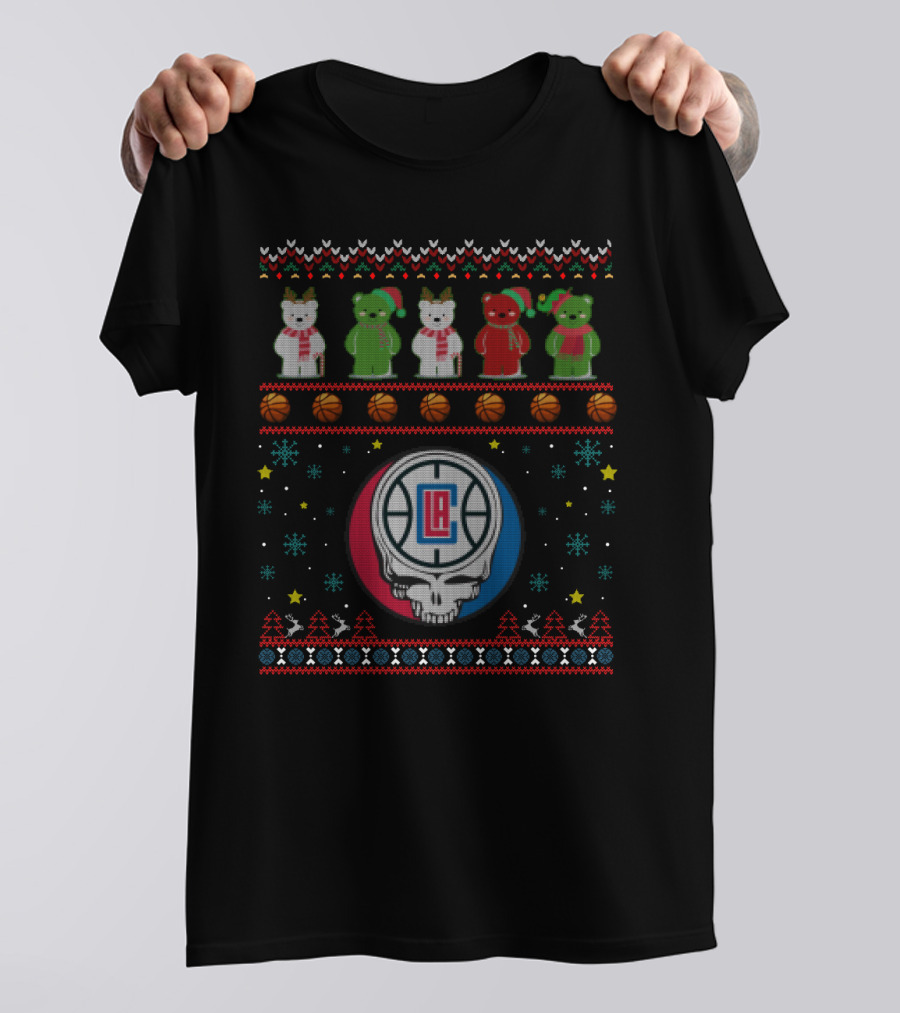 La Clippers Grateful Dead Bears Christmas Ugly T-Shirt