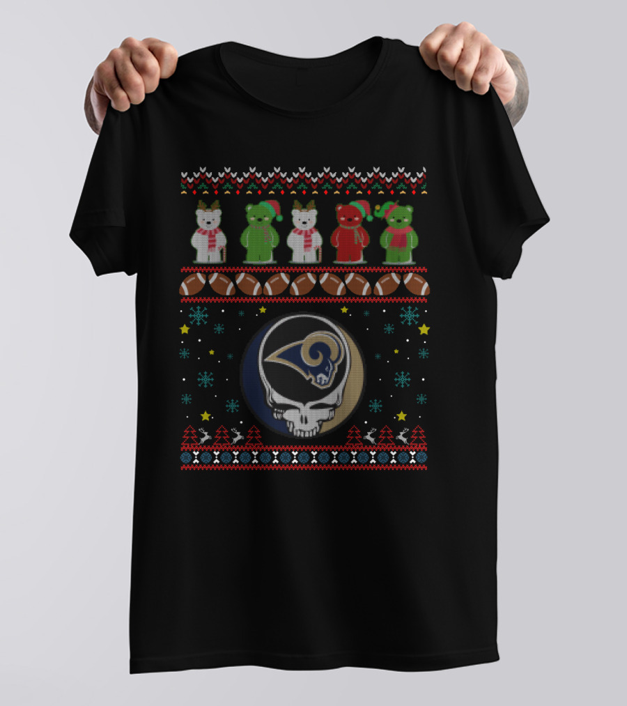 Los Angeles Rams Grateful Dead Bears Christmas T-Shirt