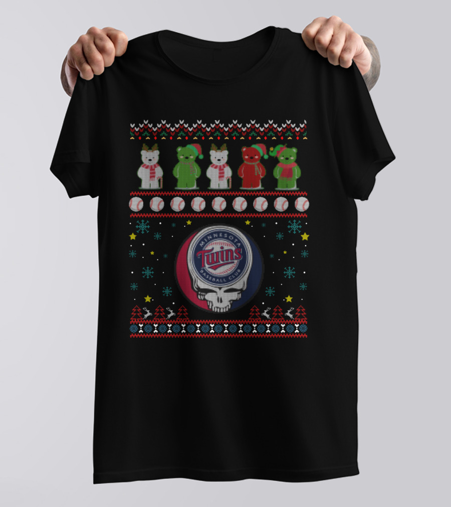 Minnesota Twins Grateful Dead Bears Baseball Holiday T-Shirt